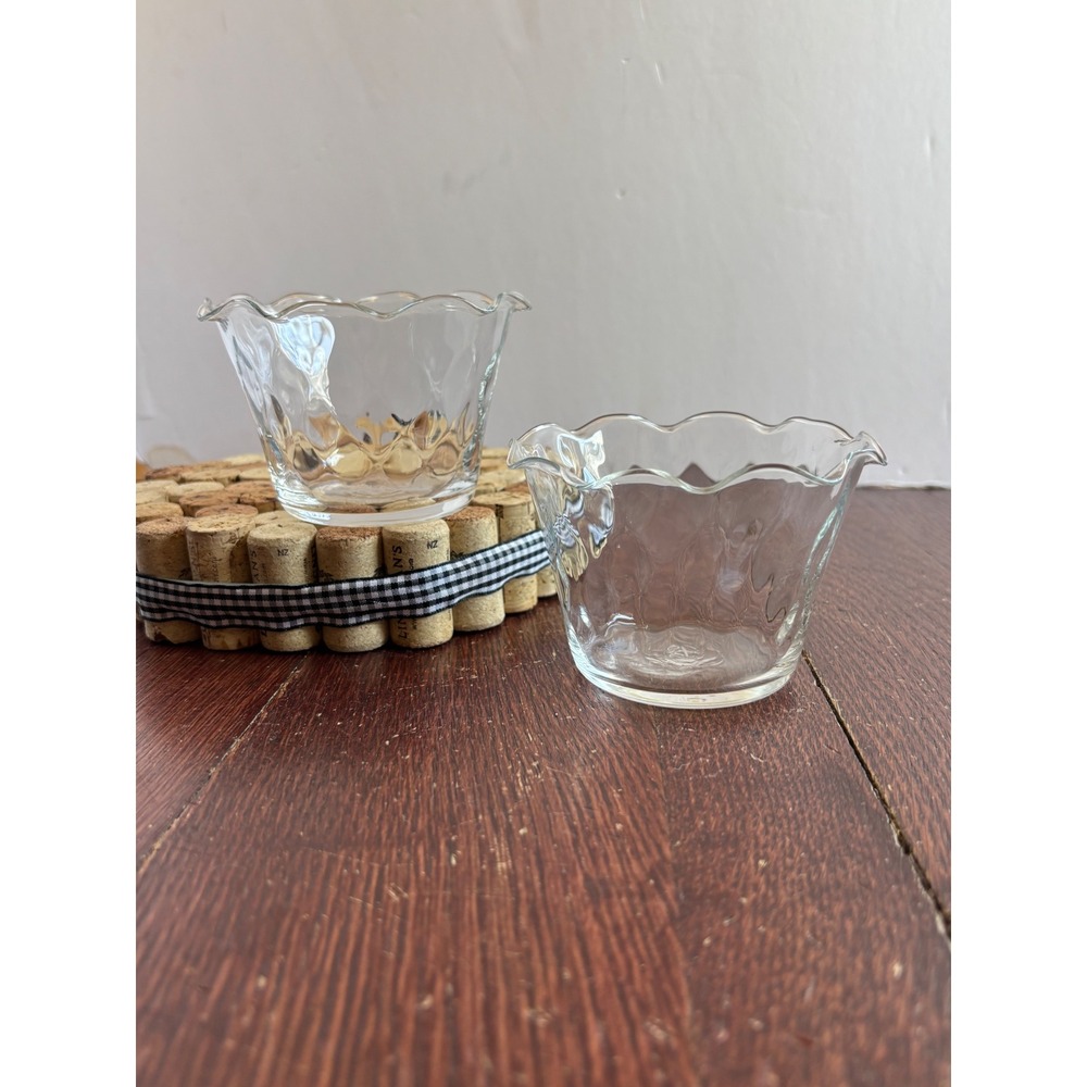 Princess House Heritage Crystal Ruffled Custard Cups Dessert Bowls Set of 2 PH